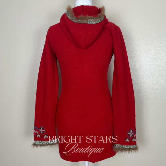 Rare Vintage Hooded Cardigan ASO Willow Rosenberg BtVS Red Embroidered Knit - Picture 6 of 13